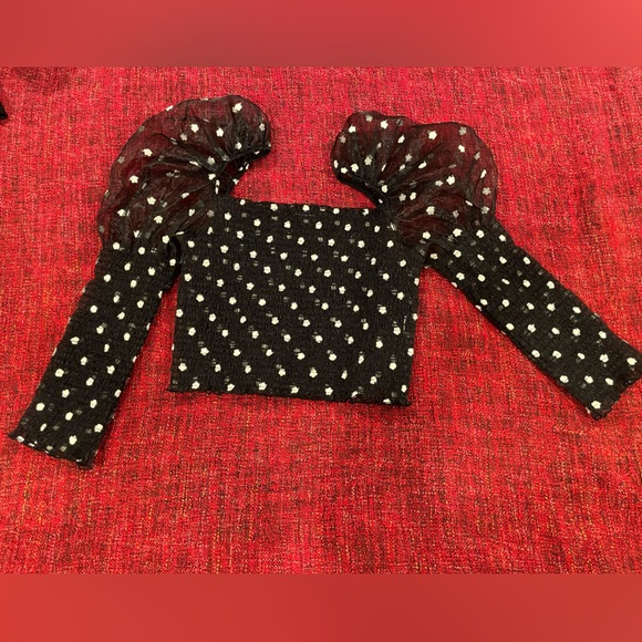 Bershka black off shoulder crop top with flare - Picture 2 of 7